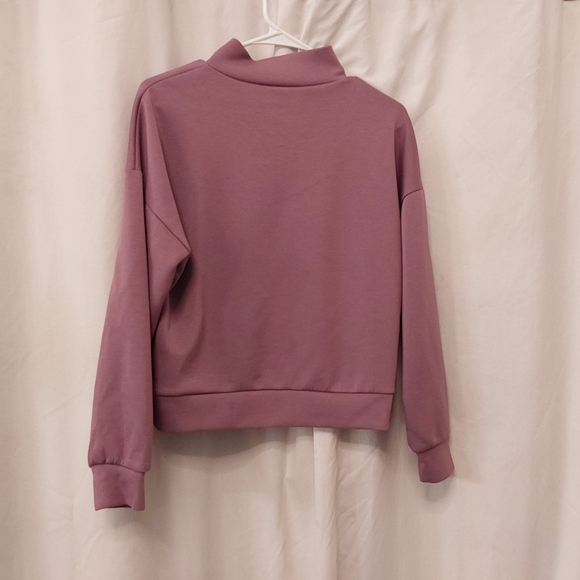 Women's Mauve Mock Neck Pullover Sweatshirt - Picture 2 of 3